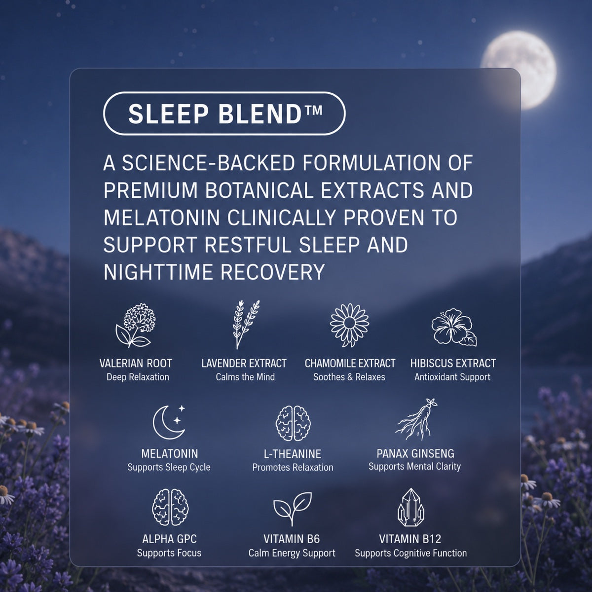 Sleep + Recharge ingredient blend